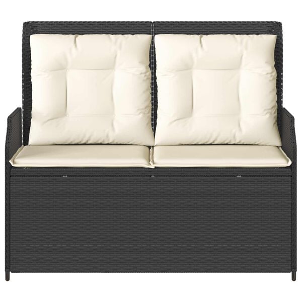 vidaXL Garden Bench with Cushion Black Poly rattan
