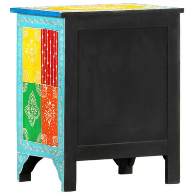 vidaXL Hand Painted Bedside Cabinet 15.7"x11.8"x19.7" Solid Mango Wood