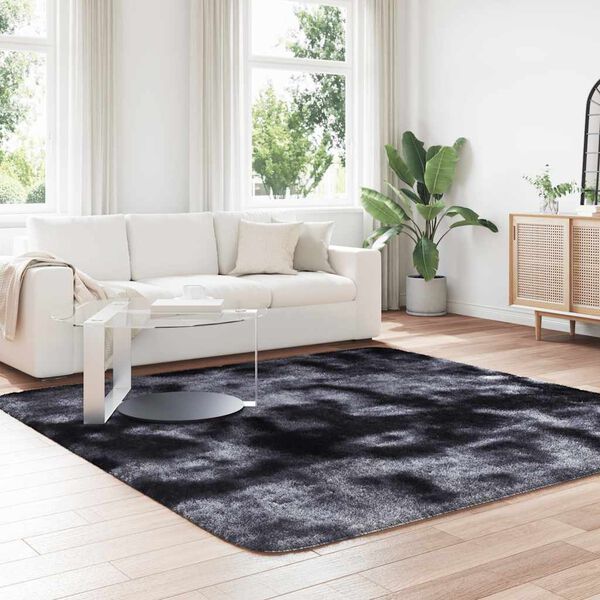 vidaXL Shaggy Rug Dark grey Polyester 94.5 x 94.5 in Foldable Area Rug