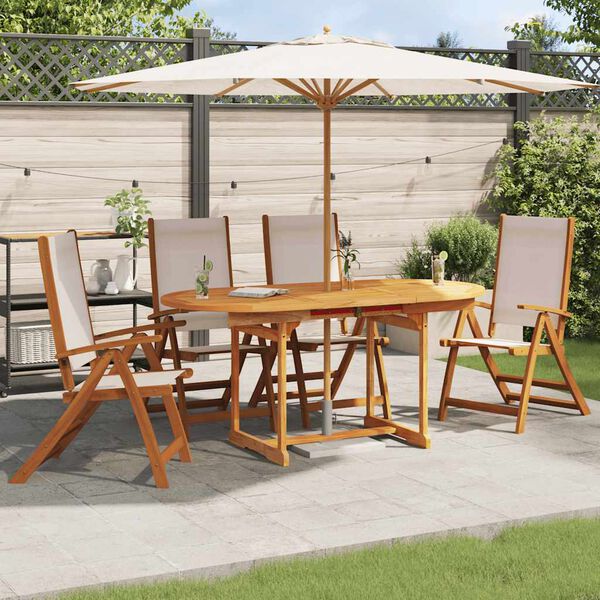 vidaXL Folding Garden Chair Set of 4 Cream Solid Acacia wood, Textilene