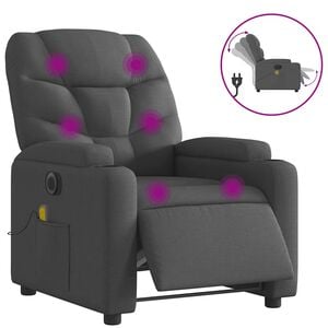vidaXL Electric Massage Recliner Chair Dark Gray Fabric