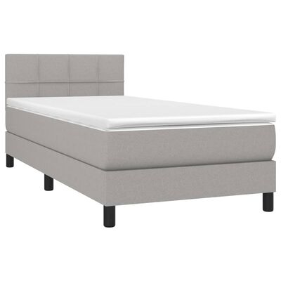 vidaXL Box Spring Bed with Mattress Light Gray Twin Fabric