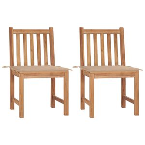 vidaXL Garden Chair Set of 2 Beige Fine sanded teak and polyester Medium