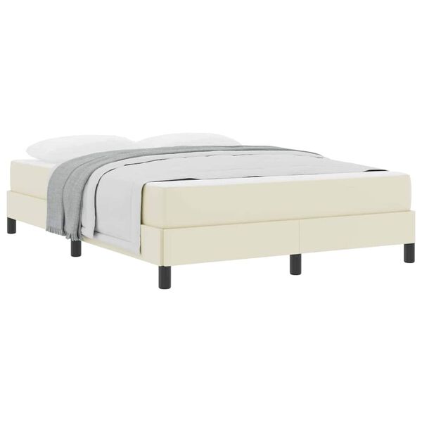 vidaXL Bed Frame with Mattress Cream 55.12 x 74.80 in Fabric