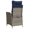 vidaXL Reclining Garden Chair Grey PE Rattan, Powder-Coated Steel, Polyester