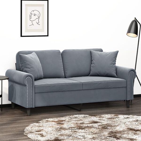 vidaXL 2-seater Sofa Dark grey Velvet (100% polyester), metal, textilene