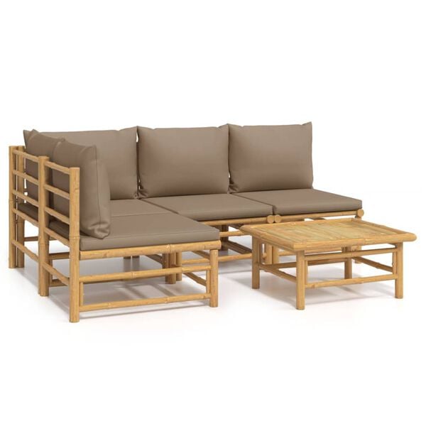 vidaXL Garden Lounge Set Taupe Bamboo Medium Modular