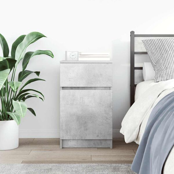 vidaXL Bedside Cabinet Concrete Gray Engineered Wood Medium Storage