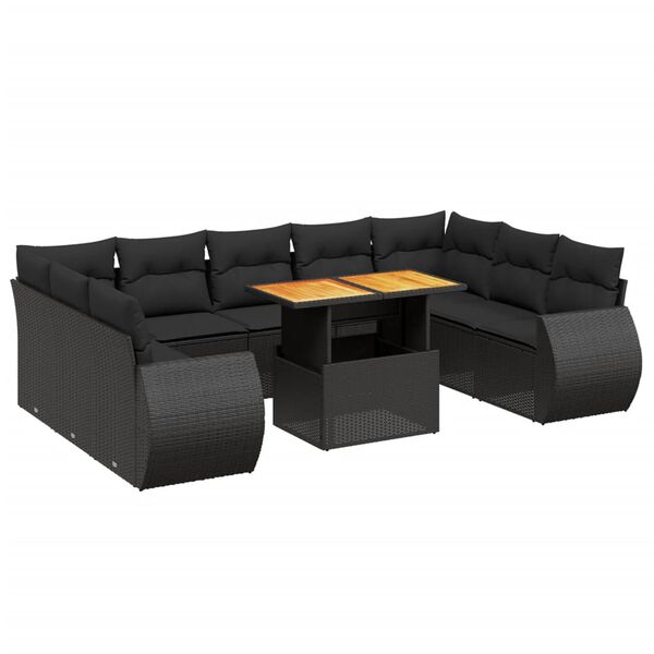 vidaXL Garden Sofa Set Black