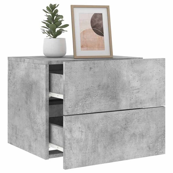 vidaXL Wall-mounted Bedside Cabinet Set of 2 Concrete gray Engineered wood