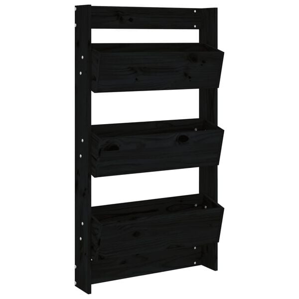 vidaXL Wall Planter Black Solid pine wood Medium Wall Planter