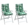 vidaXL Lowback Chair Cushion Set of 2 Leaf Pattern