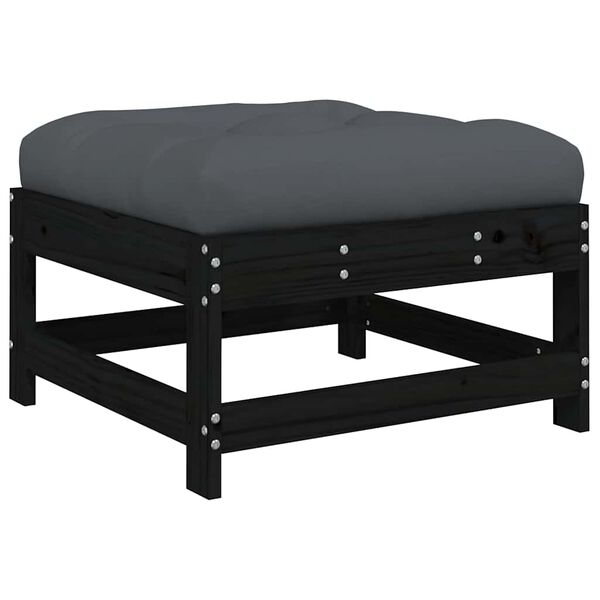 vidaXL Garden Footstool Black Solid pine wood 23.6 x 23.6 x 12.6 in
