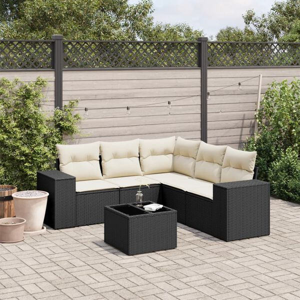 vidaXL Garden Sofa Set Black PE rattan, powder-coated steel, tempered glass