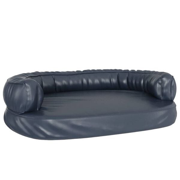 vidaXL Dog Bed Dark Blue Faux Leather Dog Bed Rectangular Modern