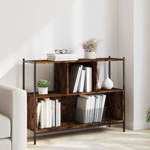 vidaXL Bookcase Smoked oak Engineered wood, powder-coated steel