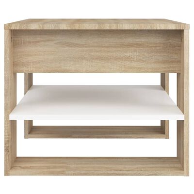 vidaXL Coffee Table White and Sonoma Oak 21.9"x21.7"x17.7" Engineered Wood