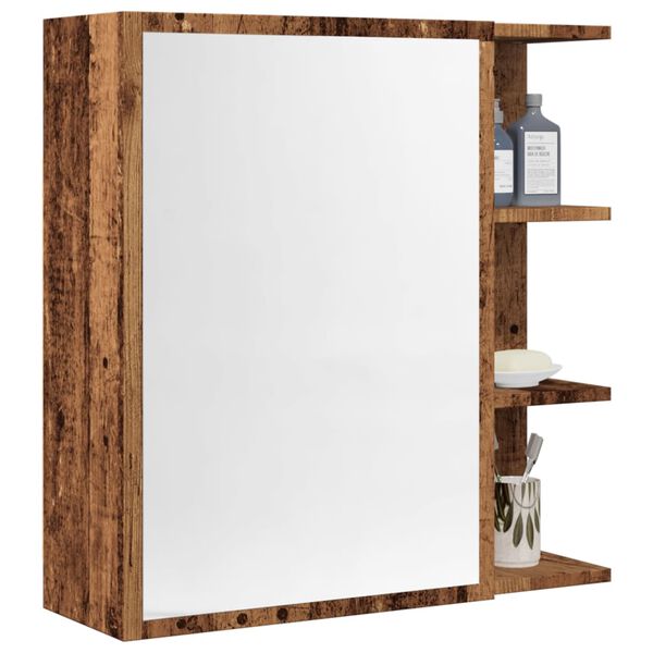 vidaXL Bathroom Mirror Cabinet Old wood Engineered wood, glass