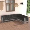 vidaXL Garden Lounge Set Grey Solid pinewood, 100% polyester fabric Large