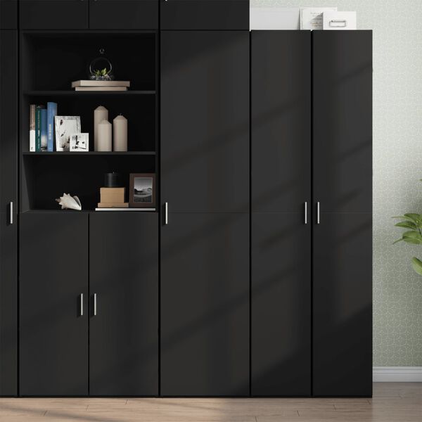 vidaXL Highboard Black 17.7"x16.7"x72.8" Engineered Wood