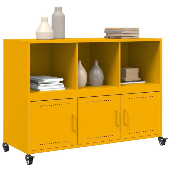 vidaXL Sideboard Mustard Yellow Cold-Rolled Steel Medium Sideboard