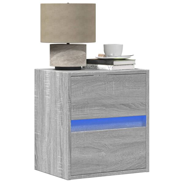 vidaXL Wall-mounted Bedside Cabinet Set of 2 Grey Sonoma Engineered wood