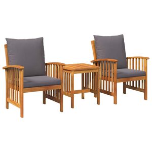 vidaXL Garden Sofa Set with Cushion 3 pcs Brown solid acacia wood