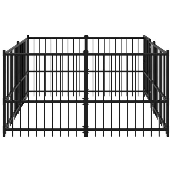 vidaXL Dog Kennel Black Powder-coated steel Large Dog Kennel