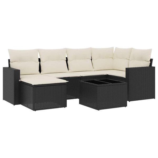 vidaXL Garden Sofa Set Black, Cream White