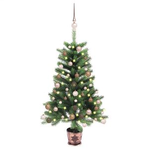 vidaXL Artificial Pre-lit Christmas Tree with Ball Set 35.4" Green