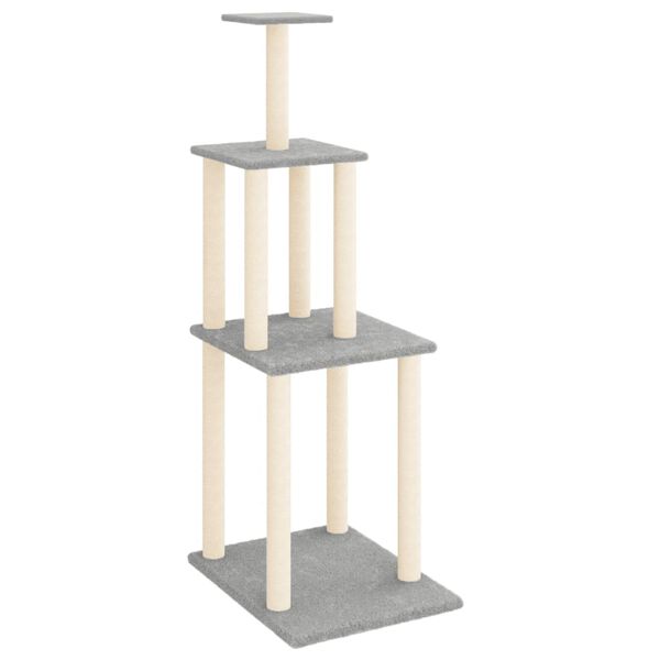 vidaXL Cat Tree Light Grey Engineered wood, Plush, Sisal 58.7 in