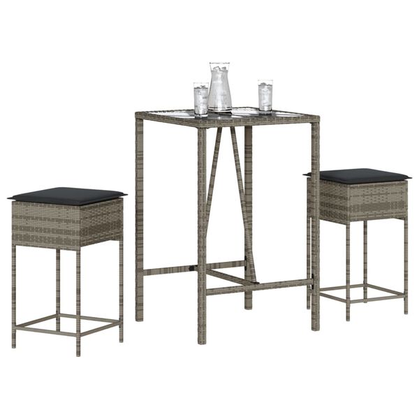 vidaXL Garden Bar Set Grey, Dark Grey, Black