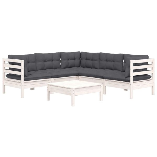 vidaXL Garden Lounge Set White and Anthracite