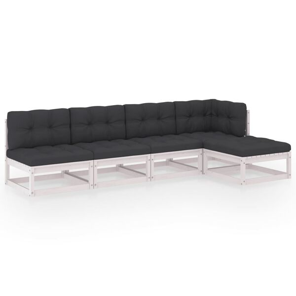 vidaXL Garden Lounge Set White, Anthracite