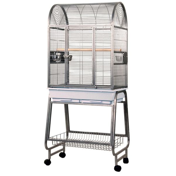 Sturdy Parrot Cage Grey Metal Large Wheels/casters Parrot Cage