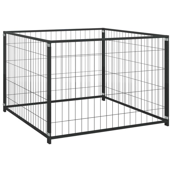 vidaXL Dog Kennel Black 118.11 x 39.37 x 27.56 in Steel