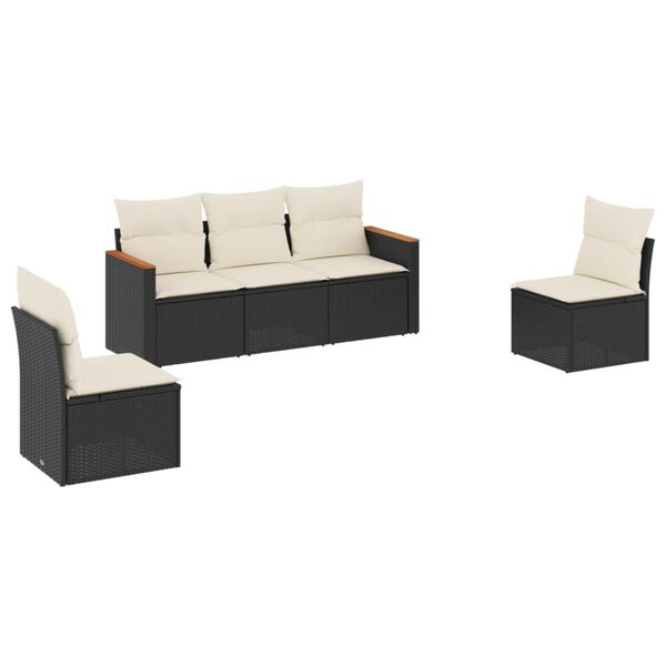 vidaXL Garden Sofa Set Black, Cream White
