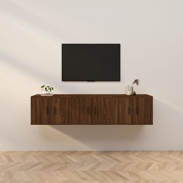 vidaXL Wall-mounted TV Cabinet Set of 3 Brown oak Engineered wood
