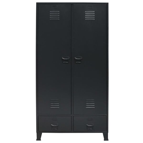 vidaXL Wardrobe Black Sheet Metal 35.4x15.7x70.9 in Wardrobe