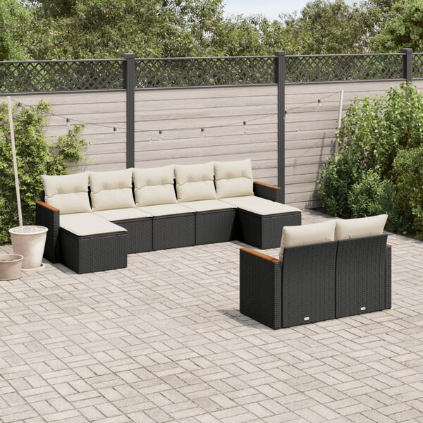 vidaXL Garden Sofa Set Black, Cream White