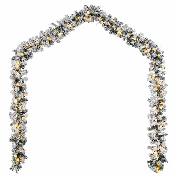 vidaXL Christmas Garland Green with flocked white snow PVC 65.6 ft