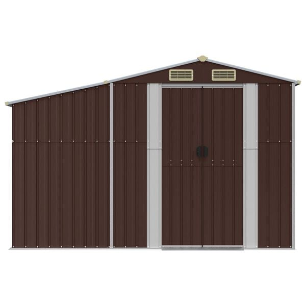 vidaXL Garden Shed Brown Galvanized Steel Large Garden Shed