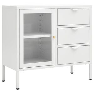 vidaXL Sideboard White Steel Medium Levelers Sideboard Rectangular