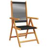 vidaXL Garden Chair Set of 8 Black Solid acacia wood with an oil finish