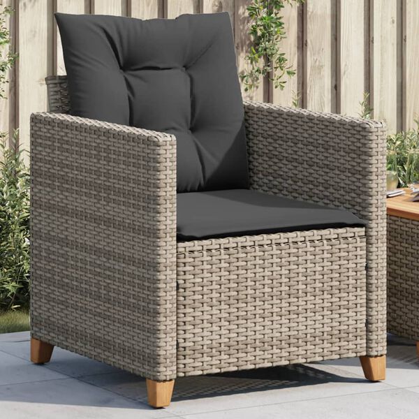 vidaXL Garden Chair Grey PE rattan Standard Removable Covers