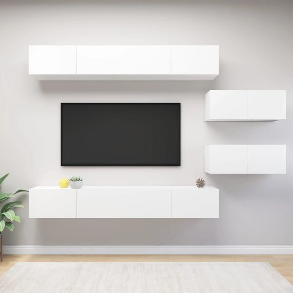 vidaXL TV Cabinet Set Set of 6 White Engineered wood