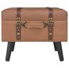 vidaXL Stool Brown Faux leather, Solid wood Medium Stool Rectangular