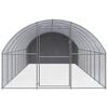 vidaXL Chicken Coop Silver and Silver Gray Galvanized Steel Large