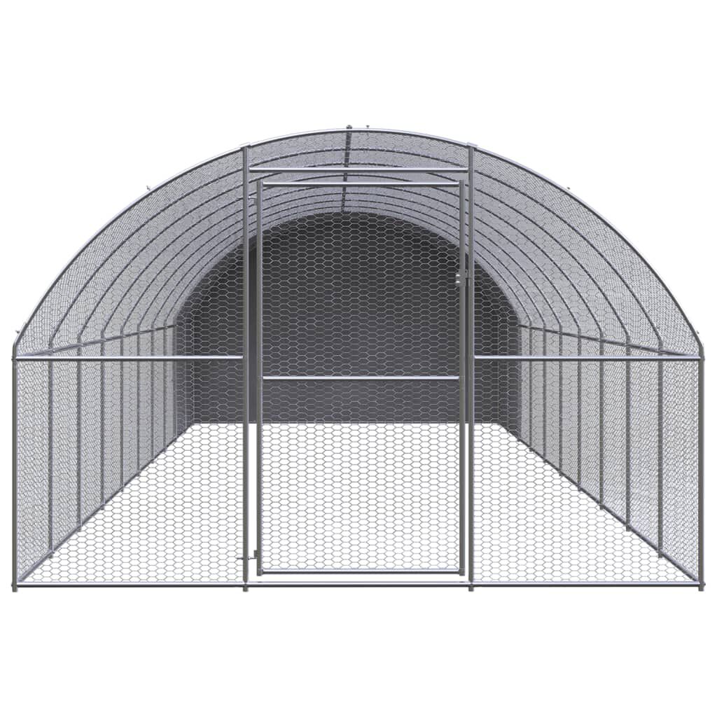 vidaXL Chicken Coop Silver and Silver Gray Galvanized Steel Large