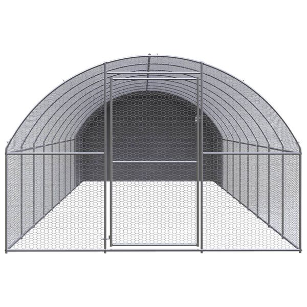 vidaXL Chicken Coop Silver and Silver Gray Galvanized Steel Large